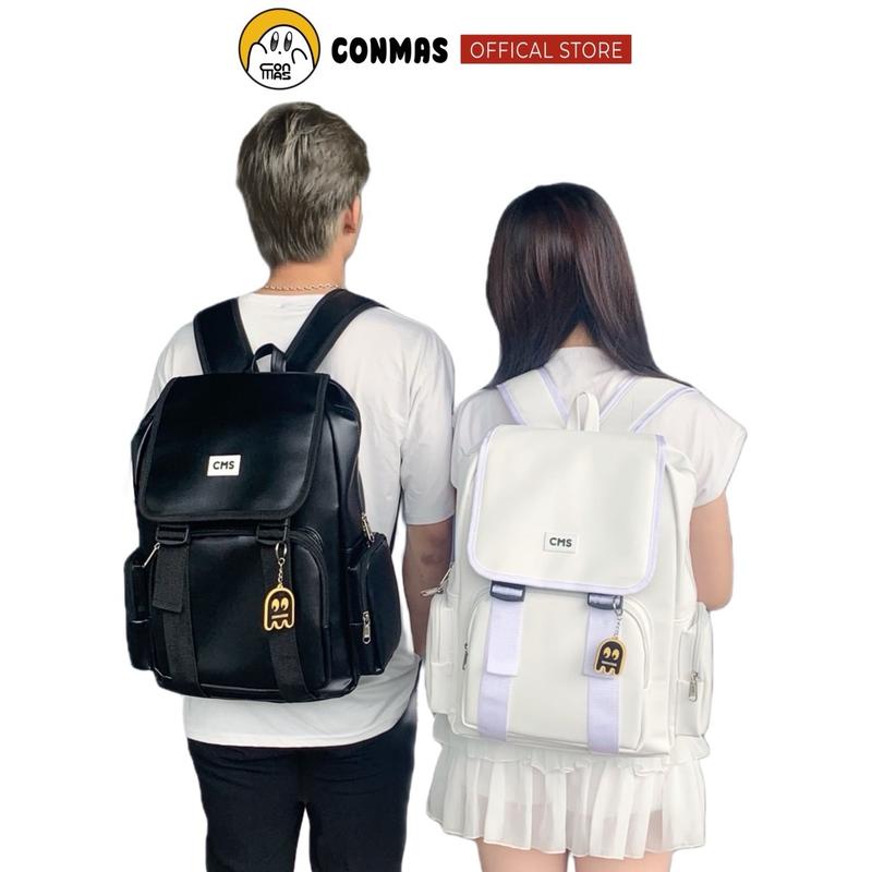 Balo da Penny kiểu nắp gập đơn giản cho nam nữ, màu đen trắng be kem, kích thước 30x43x13cm, chống thấm nước tốt Đeo Vai Backpack