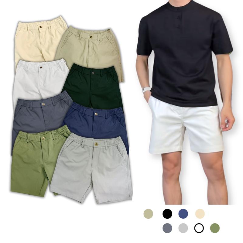 Quần kaki short basic trơn TTMAXX, lưng chun , Co giãn , form trên Gối , trẻ trung, Chống nhăn, Xù Nam Menswear Có Túi