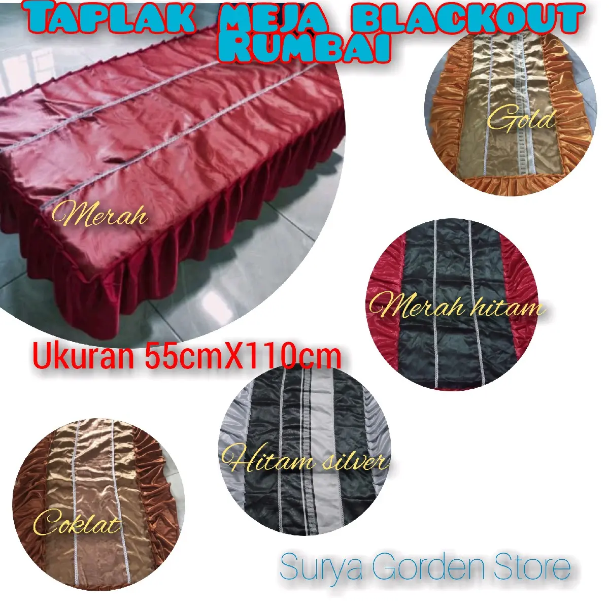 TAPLAK MEJA RUMBAI BLACKOUT POLOS