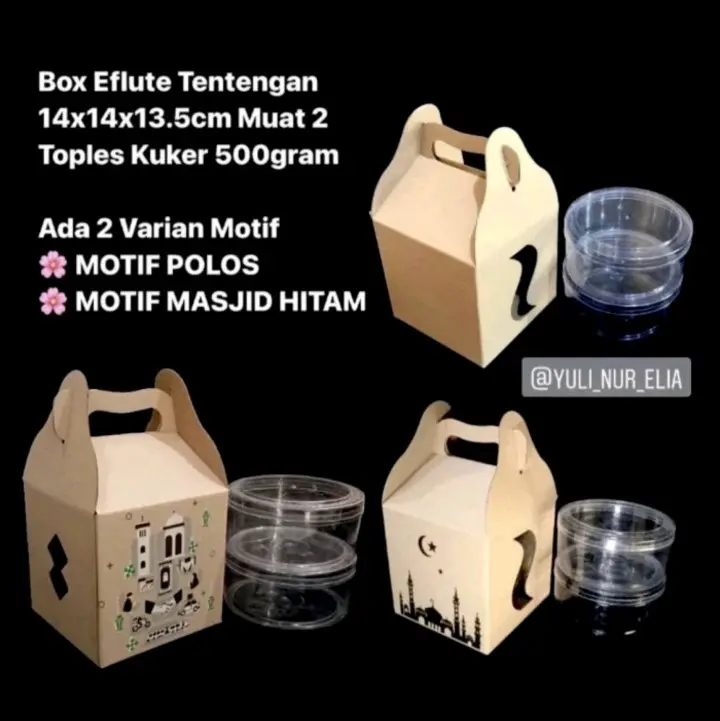 Box Kuker Eflute isi 2 Toples 500gram Uk Box 14x14x13.5cm