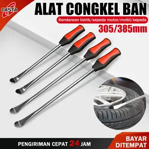 CASTA Tuas Ban Motor Mobil Baja Merah Anti Karat Profesional - Alat Pengubah Ban Otomatis Linggis Multifungsi Tugas Berat, Desain Melengkung Aman untuk Pelek Velg, Pegangan Nyaman Bongkar Pasang Ban Sepeda Traktor Rumput dan Kendaraan Lain