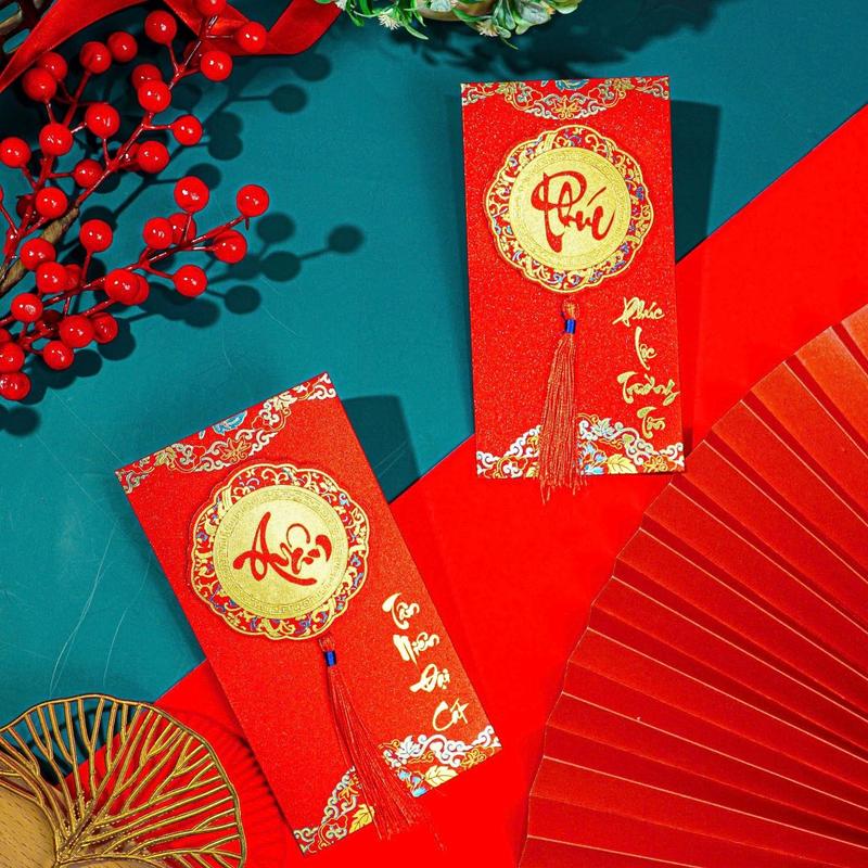 Product Introduction of [ 1 phong bao lì xì tết ] BAO LÌ XÌ ÁNH NHŨ KIM TUYẾN, câu chúc cát tường, mẫu mã sang trọng 33