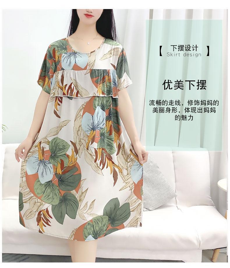 Product Introduction of Cotton and silk short-sleeved dress, summer new anti-bumping loose nightdress loose can be worn outside thin loungewear women 23