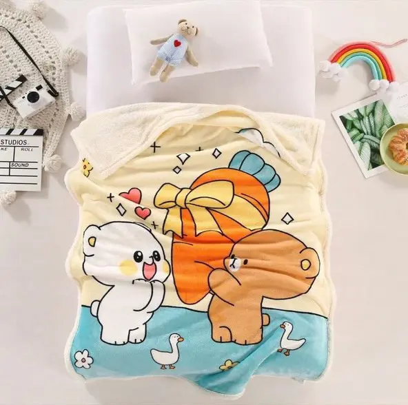 Chăn lông cừu trẻ em 2 lớp loại dày cho bé nhiều mẫu, chăn cho bé đi học đến trường - (Size 1m1 x 1m4 siêu ấm) chăn  nhung