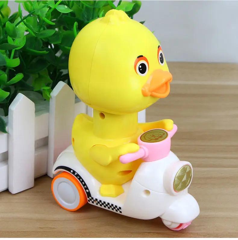Product Introduction of Manual Pressing Head Free Rotation Cute Duck Press Car Motorcycle Anti-collision And Anti Drop Baby Toys Mini Car For Kids enabot  robot 12