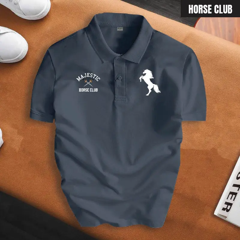 Áo Polo basic HORSE CLUB nam nữ cổ bẻ vải xịn Unisex, thanh lịch Menswear Shirt Có Cổ Thun Ngắn Tay Cộc Tay 5