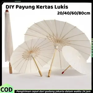 DIY Payung Kertas Lukis Diameter 20/40/60CM Warna Putih Polos Payung Dekorasi Payung Fotografi Untuk Dekorasi Pernikahan & Studio