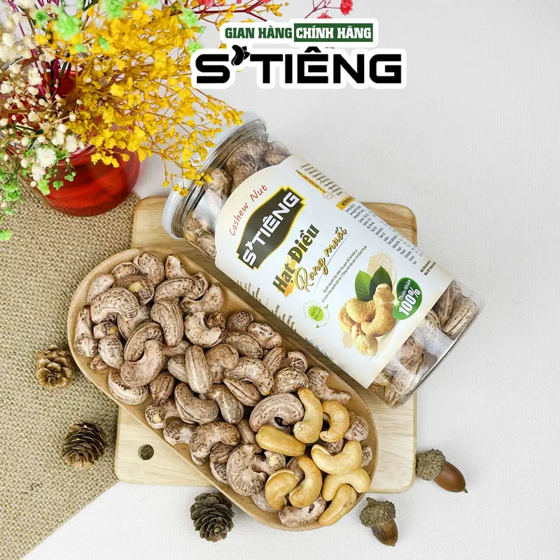 500Gr Hạt Điều Rang Muối Nguyên Hạt Còn Vỏ STIÊNG Hộp Pet Food Nuts 4