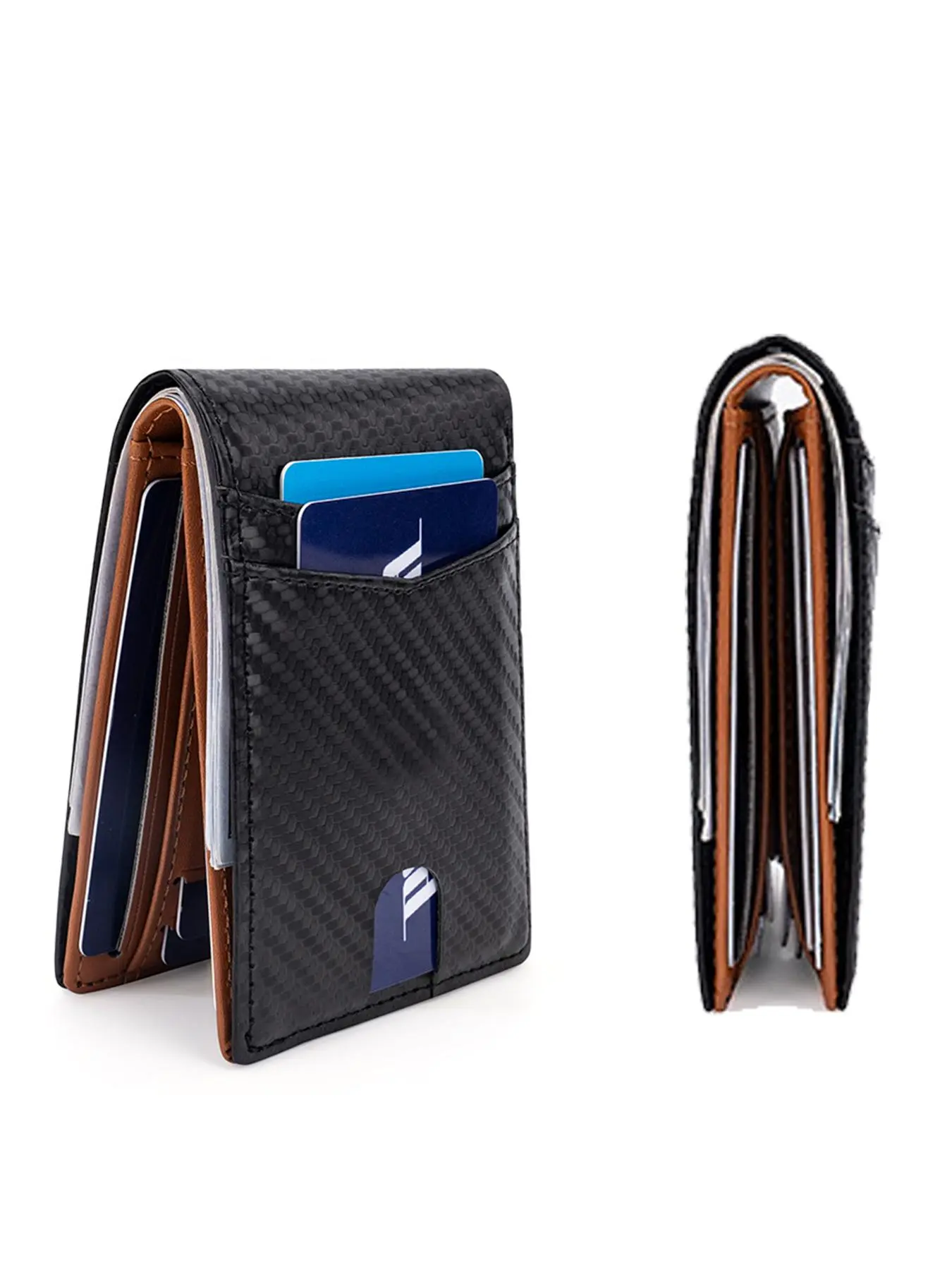 Men's Minimalist Carbon Fiber Card Holder, RFID Blocking Card Holder with 12 Card Slots, Slim Wallet for Men