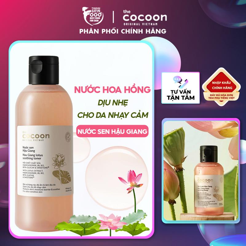 Nước Cân Bằng Sen Hậu Giang Hỗ Trợ Làm Dịu Da Nhạy Cảm Cocoon Hau Giang Lotus Soothing Toner