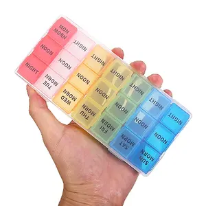 Kotak Obat Harian Colorful Kotak Pil 7 Hari Kotak Tempat Penyimpanan Obat Kapsul 28 Sekat Medicine Box