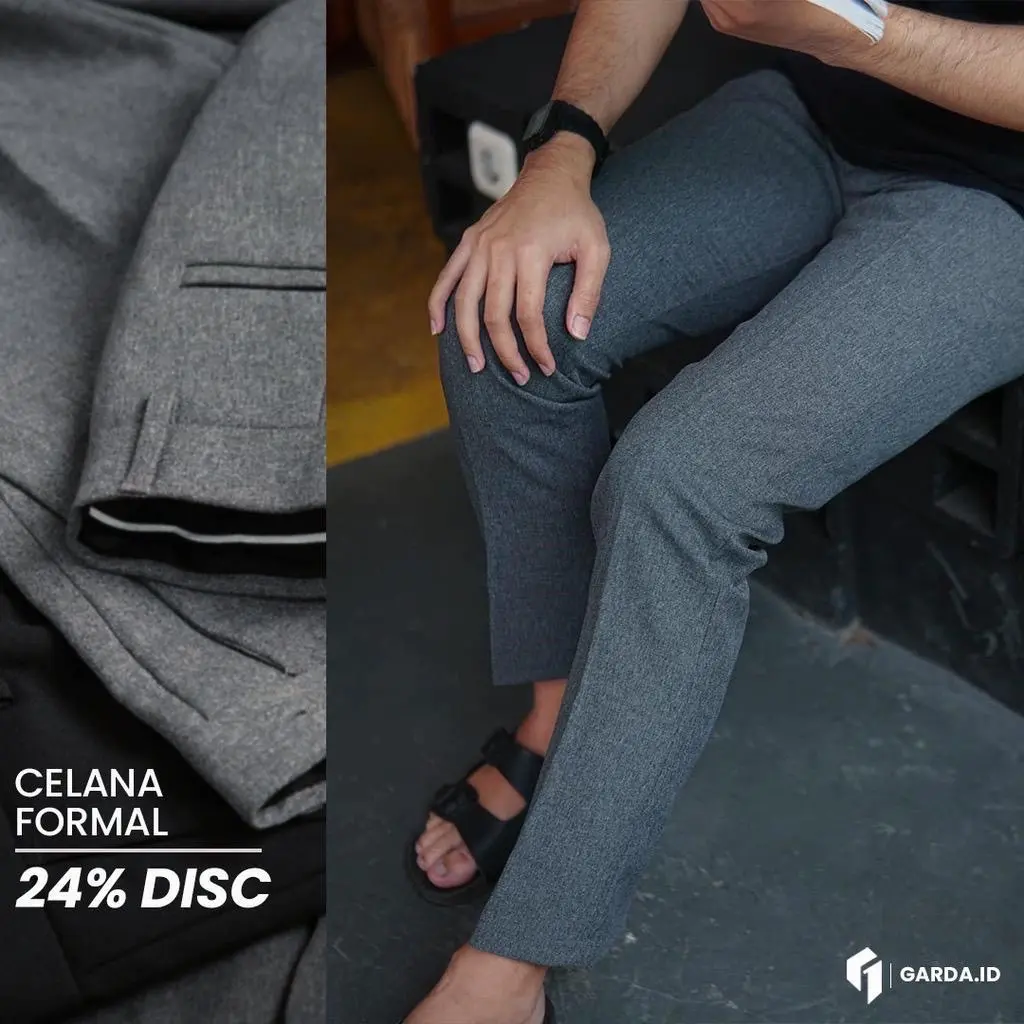 Celana panjang bahan murah Formal Pria Kantor Hitam Kerja Slim Fit Navy Nyaman