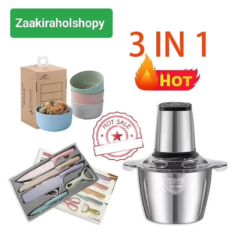 Zaakiraholshopy ( COD ) paket hemat isi 11 pcs / copper Bleder 2 liter / mangkuk set 4 pcs / pisau set 6 pcs / paket hemat copper Blender + pisau + mangkok / paket bulding Cooper Blender 0