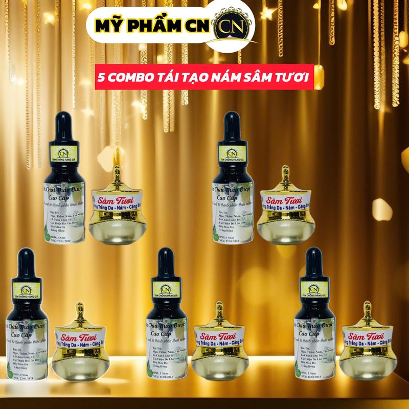 (Mỹ Phẩm CN) 5 COMBO TÁI TẠO  NÁM SÂM TƯƠI.   Hỗ Trợ Mờ Thâm ,Nám - Tàn Nhang. Nám mảng, Nám  lâu năm, Nám sau sanh ,Sạch Mụn,. Mờ Thâm Mụn, Skincare, chăm sóc da, Làm trắng da ,sản phẩm đặc trị mụn ,peel  da, trị nám ,kem  mụn kem trị mụn  hằng du mục