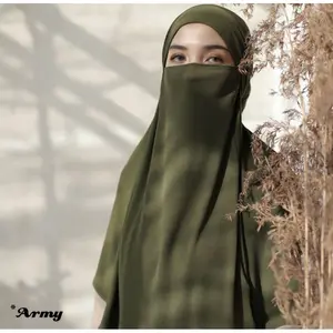 Terbaik  Jilbab Instan Aisha French Khimar Syari – Hijab Bergo Jersey Polos L & XL, Cadar Lepas Pasang & Tali  Terkini
