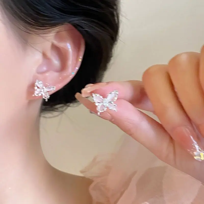 2025[523 Repurchase] S925 Silver Opal Butterfly Studs 2024 Advanced New Gentle Graceful Earrings Minority Design Earrings