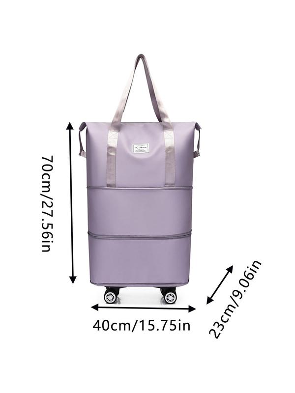 Matching Solid Letter Patch Large Capacity Travel Bag with Removable Wheels, 2025 New Trendy Portable Lightweight Travel Essentials, Wear Resistance Suitcases Bags for Women & Men 2
