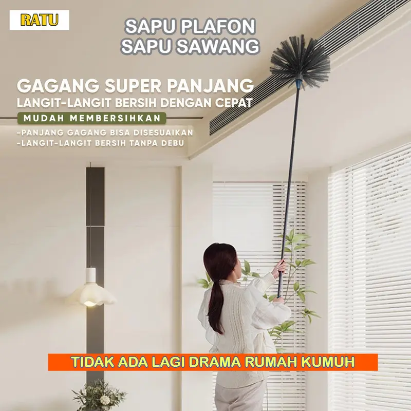 Sikat Sapu Pembersih Langit Plafon Rumah tembok Kemoceng Plafon Sawang Sarang Laba-Laba Debu Panjang Adjustable GK 1