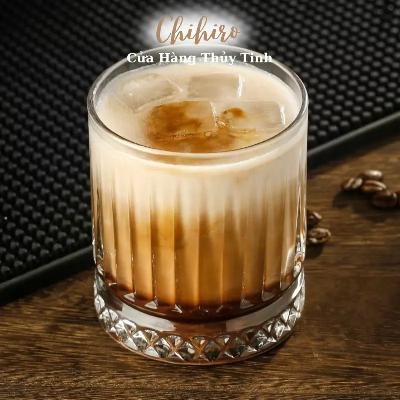 Set 6 Ly Thắt Đáy Kim Cương 355ml, Cốc Thủy Tinh Decor, Ly Uống Nước Sang Trọng - Chihirostore.decor
