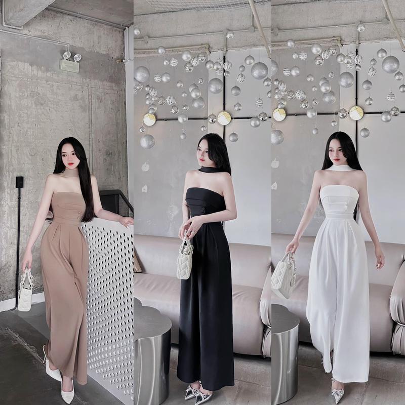 Jum Women Trễ Vai Cúp Ngực Phối Dây Dáng Dài Dress Voi Voan