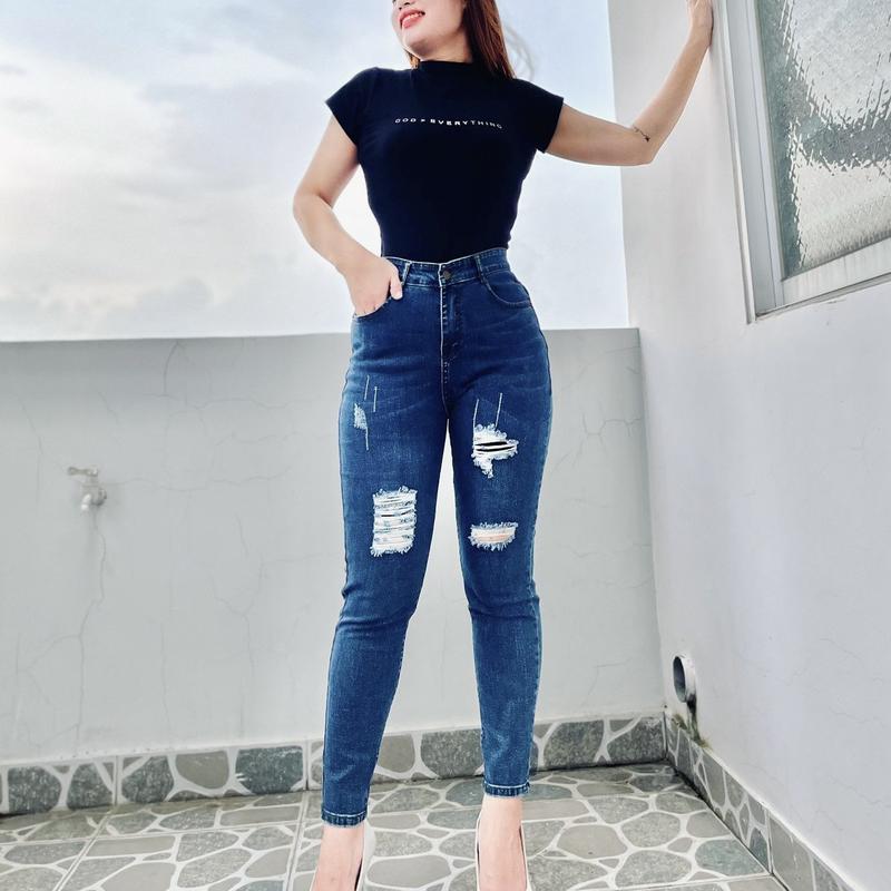 Quần Jean Nữ Lưng Cao Co Giãn BigSize Quần Bò Cạp Cao Bigsize Skinny Jeans Dáng Ôm Dài 4332 60kg 70kg 80kg 90kg Denim Pants Women Có Túi