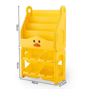 Rak Buku Anak Model Bebek 4 Tingkat Baby Duck Bookshelf Rack + Laci