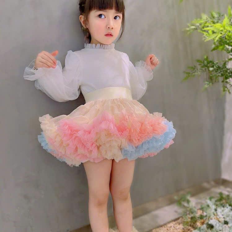 [RIÊNG ÁO] Áo thun tay bồng dài tay xinh xinh mặc trong váy tutu liền thân, váy lolita hoặc chân váy tutu. Áo mặc trong set dạ cho bé gái 8-25kg
