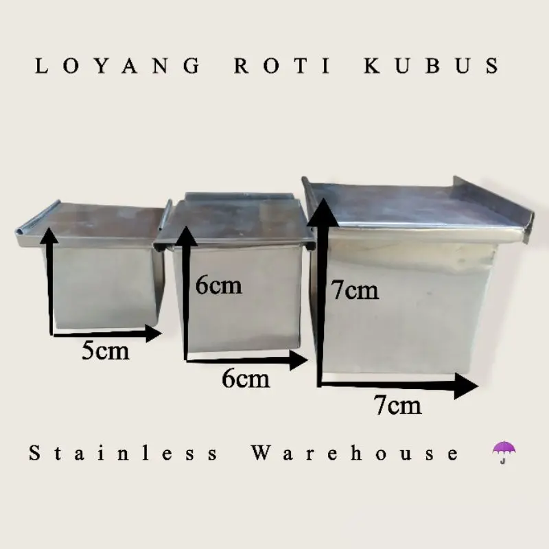 Loyang Roti Kotak/Cube Mini |Cetakan Roti Kotak Cube|Loyang Roti Kubus |Loyang Roti Cube|Cetakan Roti Tawar Kotak/Kubus |Loyang Kue Kubus Murah Perpcs COD Stainless Steel Thick Kitchenware 3