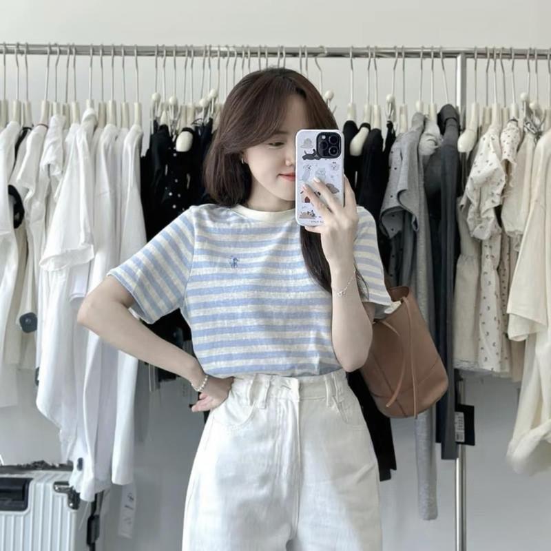  Áo Phông Giấy Kẻ Sọc Thêu Ngựa Hàng QC Minxu Shop PZ35 