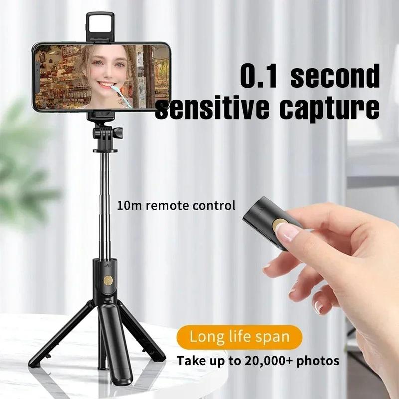 Product Introduction of Selfie Stick Wireless Tripod Stand with Light Bluetooth Remote Extendable Tripod for iPhone Mobile Phone Tiktok Live Streaming 13