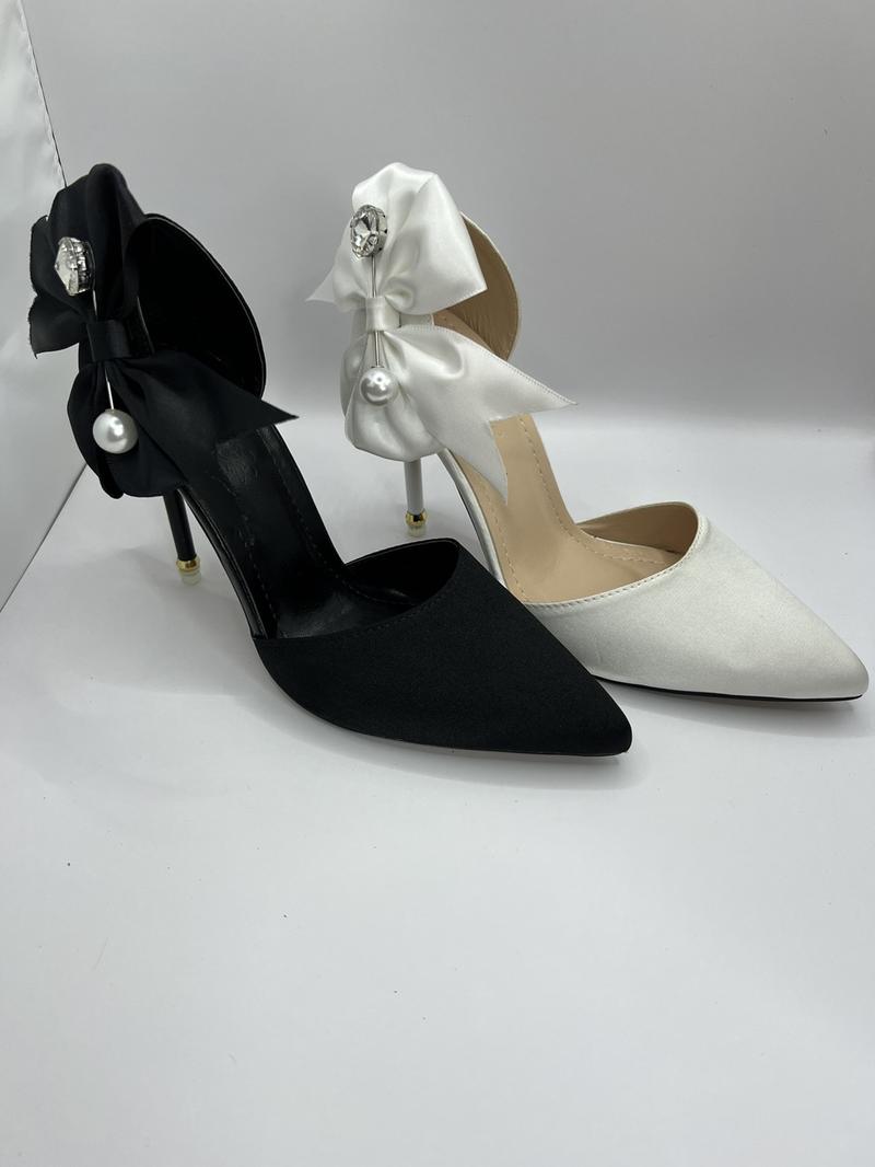 Product Introduction of N53 Giày cao gót gắn nơ lụa xoàn chéo , gót ngọc cao 9cm Shoes Nữ ( lùi 1sz ) 13