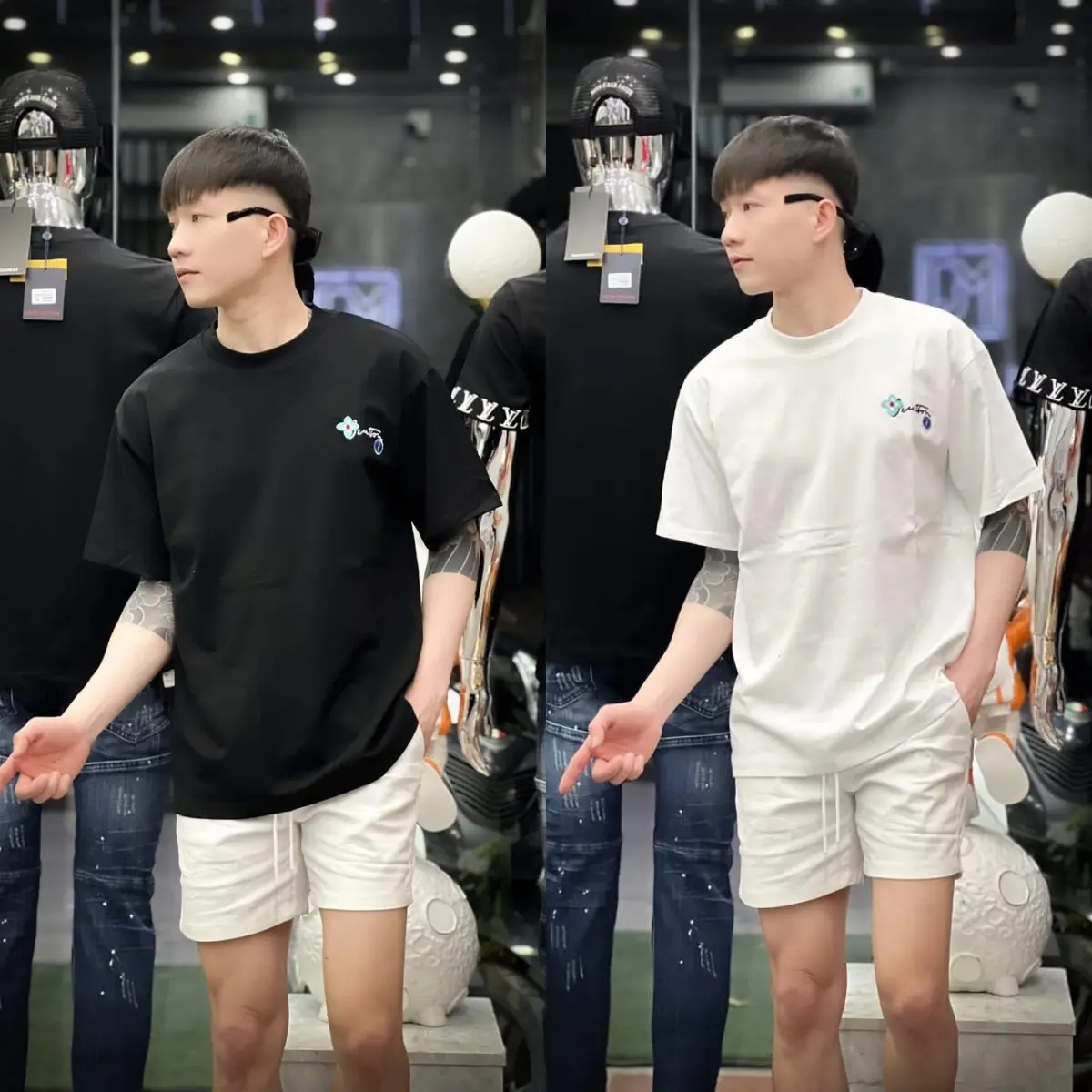 Áo Thun Nam Lờ Vê , Áo Thun Nam Nữ Phối Thêu chữ Luônn Vuii Tươii Trước Sau Hot New , Chất Vải Cotton Mềm Mịn Thoáng Mát , Dễ Phối Đồ Menswear - STORE CHUYÊN SỈ
