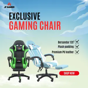 JOLEE - Harga spesial kursi gaming recliner besar, kursi kantor, kursi ergonomis, kursi bos, kursi putar dengan sandaran kaki, tanpa fungsi relaksasi pinggang Roda Besi Chairs Furniture
