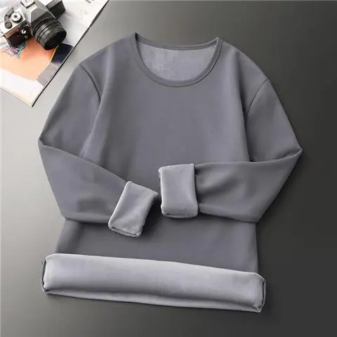 Áo Mặc Bên Trong Mùa Đông, Dành Cho Nam Giới, Lót Lông Cừu, Có Đệm, Giữ Nhiệt, Ôm Sát, Cổ Tròn, Có Thể Mặc Bên Trong, Áo Phông Áo Len Dài Tay Áo Trẻ Trung 7