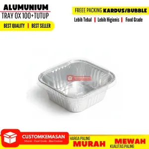 Almunium foil+tutup isi 20pcs/aluminium foil tray dan tutup/aluminium foil ox 100/alumunium foil tray + tutup
