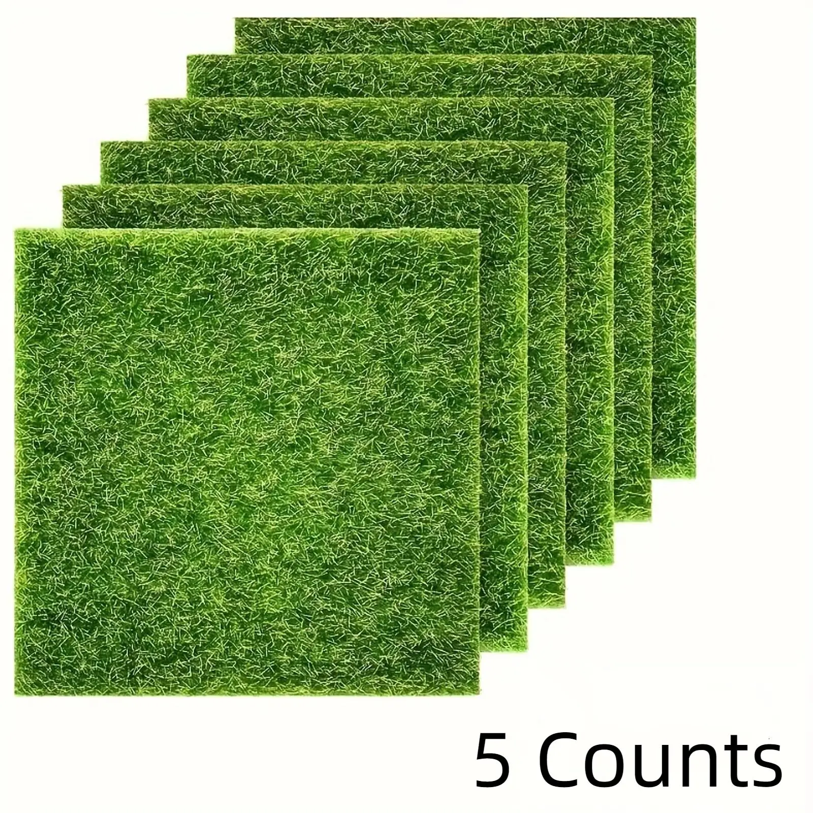 Artificial Grass Panel, 5 Counts Miniature Fairy Garden Grass, Artificial Craft Greenery for Dollhouse Decor & DIY Projects