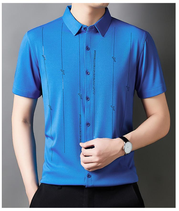 Product Introduction of Men's Casual Polo Shirt Short Sleeve Breathable Easy Versatile Striped Design 5