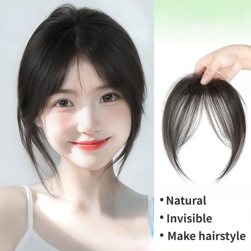 Mảnh Tóc Giả, Tóc Mái Bằng Không Khí, Dành Cho Nữ, Bồng Bềnh Và Vô Hình, Thích Hợp Cho Trán, Kẹp Tóc Mái Tự Nhiên