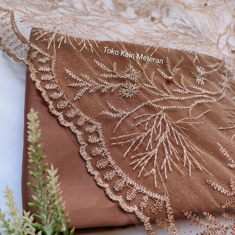 Kain Tile Bordir Mutiara Gliter Seragam 5