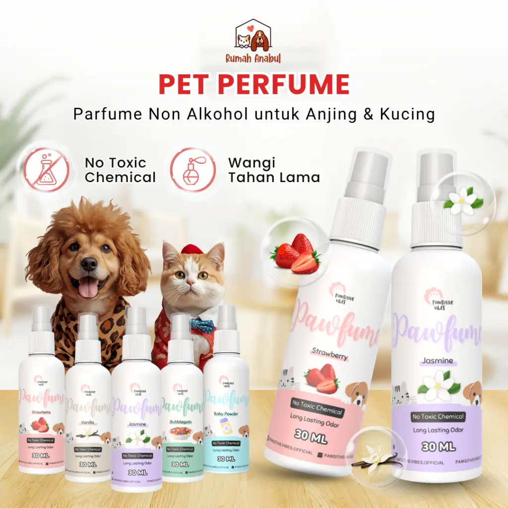 Parfume Hewan Kucing Anjing Hamster Kelinci Non Alkohol Wangi Tahan Lama Pewangi Bulu Hewan