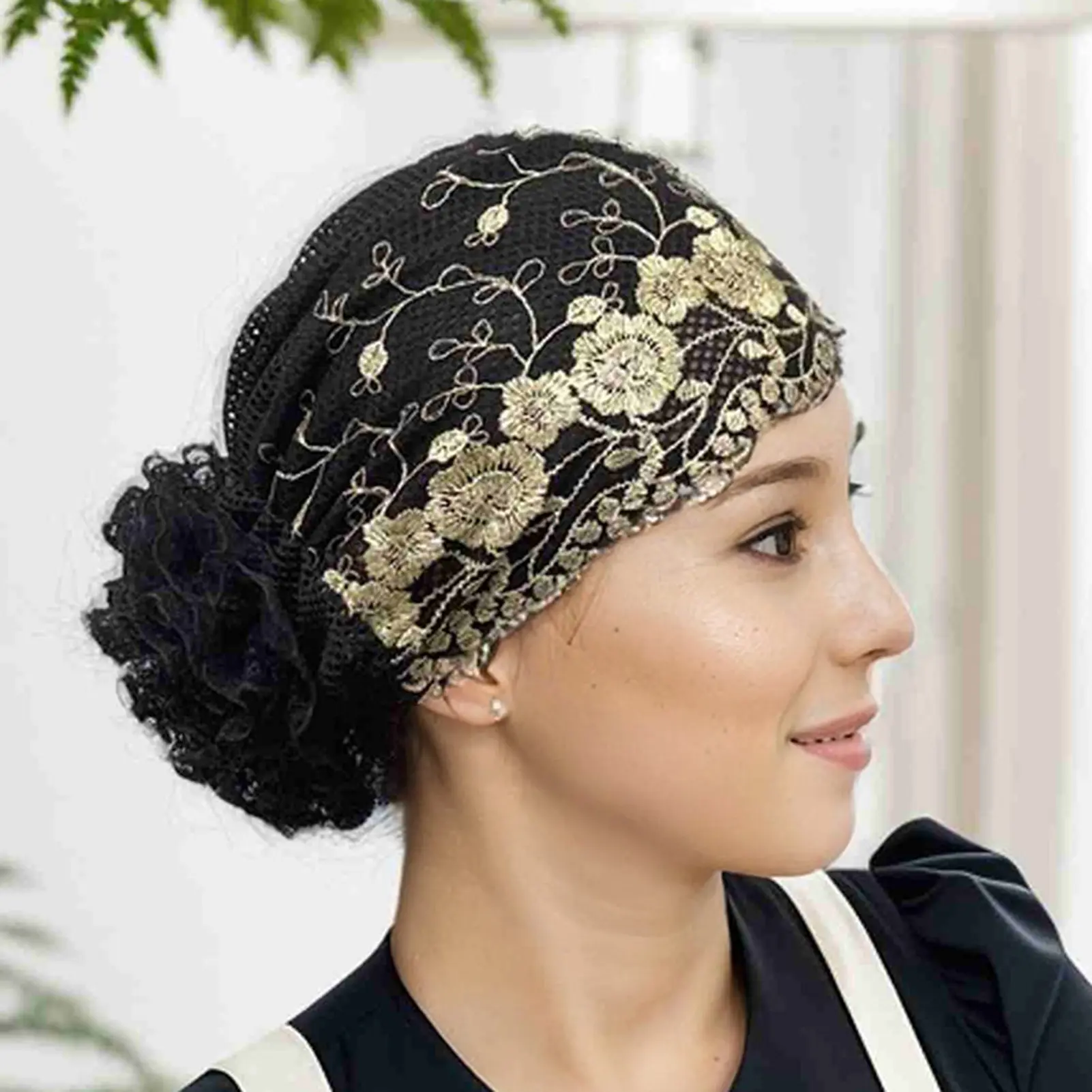 Floral Embroidered Turban Hat Elastic Full Cover Hijab Hair Loss Scarf Cap Lace Flower Headwrap Beanies Hats