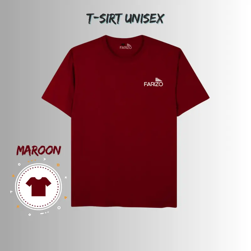 Kaos Basic - Merah Maroon (Cotton Combed 30s Premium) T-Shirt Unisex - FARIZO 0