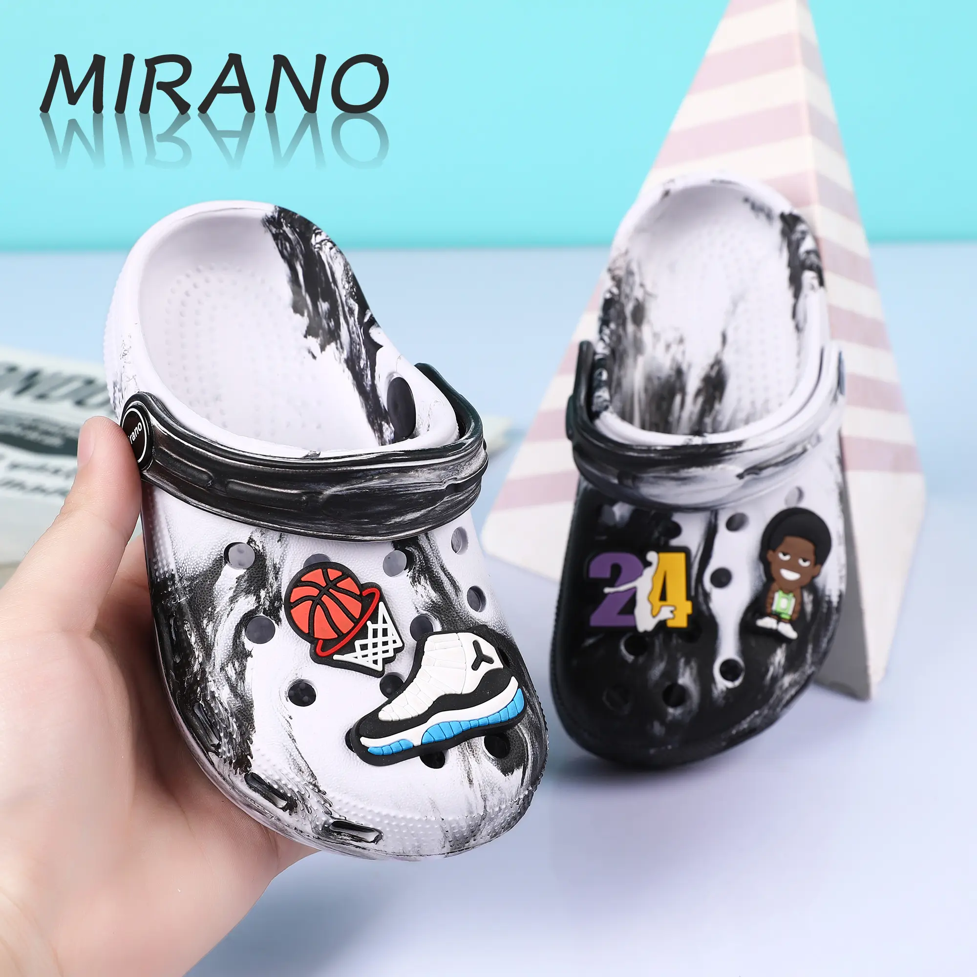 FREE JIBBITS!(Sizes 24-35) MIRANO Kids New Summer Unisex Fashion Camouflage Baby Girl and Boy Rubber Half Shoes Non Slip beach Waterproof Beach Children Comfortable Breathable Sandal