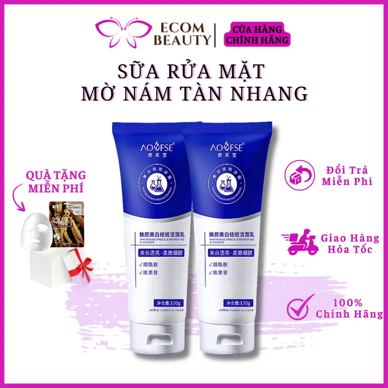 Sữa rửa mặt mờ nám tàn nhang - Whitening Cleanser trắng da AOFUXUE mờ nám, tàn nhang, da ko đều màu,... Skincare Cleansing kem  giam nam Women 0