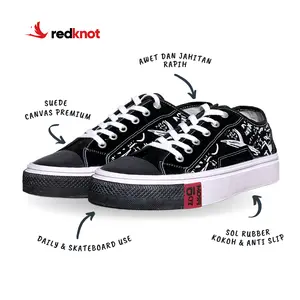 Redknot Rebellion Hitam - Sepatu Sneakers Casual Pria Dapat Digunakan Untuk Skateboard