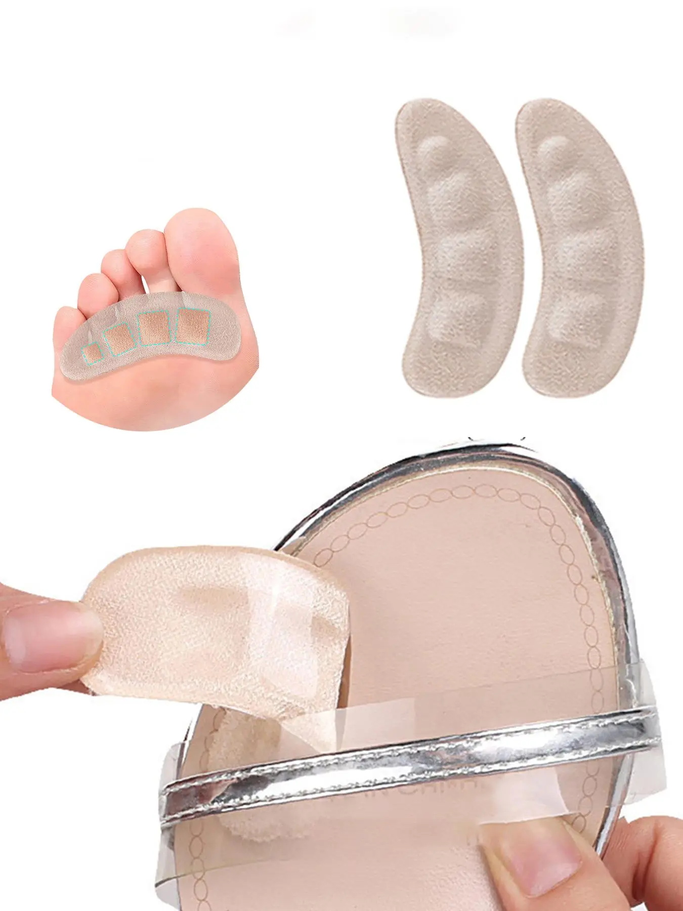 Silicone Anti-slip Forefoot Pad, Self-adhesive Gel Inserts, Sandals & Slippers Foot Pad, High Heel Insoles