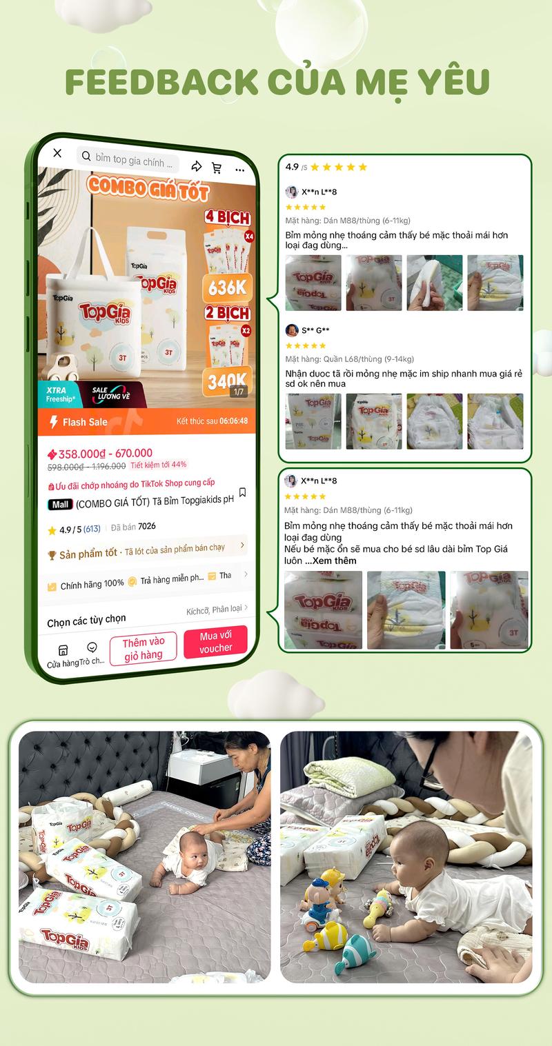 Product Introduction of (TẶNG 100 MIẾNG LÓT THẤM SỮA) 1 BỊCH Tã Bỉm Topgiakids pH<7 an toàn cho da bé, mềm mại, mỏng nhẹ, chống tràn tối đa tặng 100 miếng lót thấm sữa và kèm 2 miếng dùng thử (TDN) 18