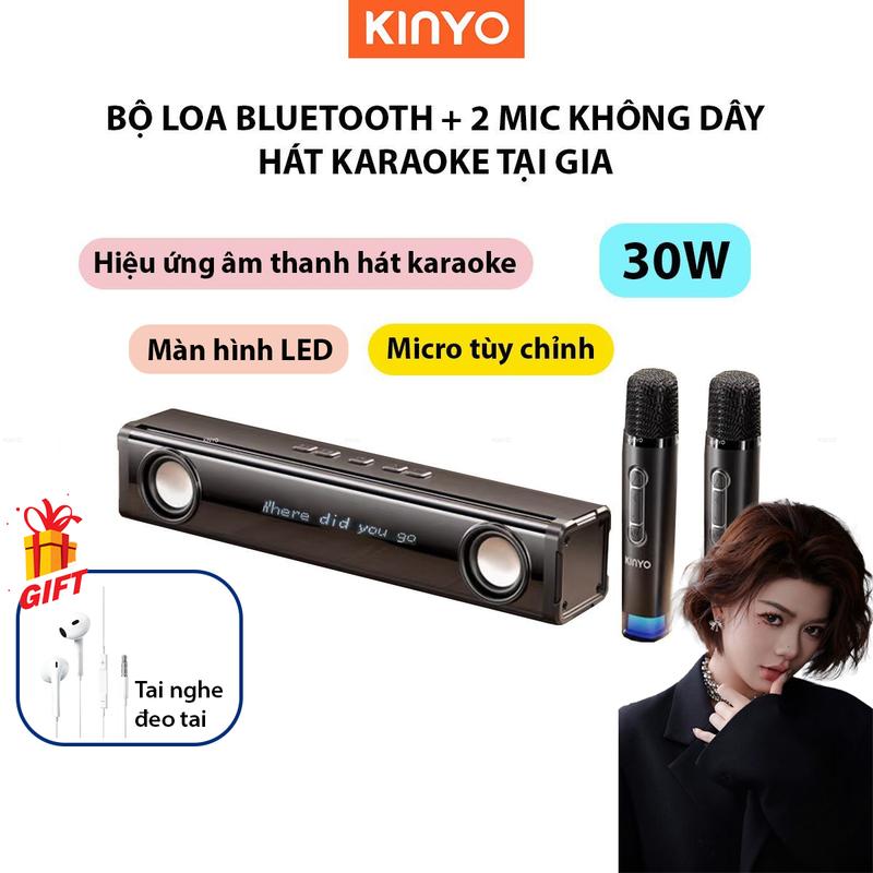 DauDau x KINYO Karaoke-30W Bộ Loa Bluetooth + 2 Mic Hát Karaoke Mini Tại Nhà K100 Nghe Nhạc Hay Dễ Sử Dụng