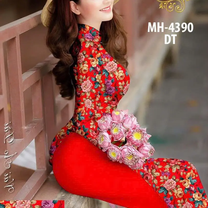 ￼ Áo dài in 3d hoa nhí may sẵn  chất liệu lụa nhật mềm mịn thiết kế tà A mặc  đẹp bay tà  thich hợp mặc , đi chơi, chụp ảnh.