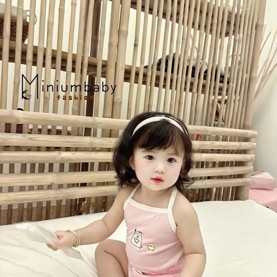 Set bộ 2 dây hồng cho bé, chất cotton mềm mỏng, mát